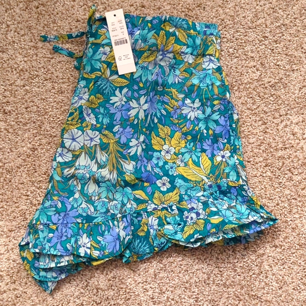 J.Crew Blue and Green Voile Riffle Short, Size S, NWT